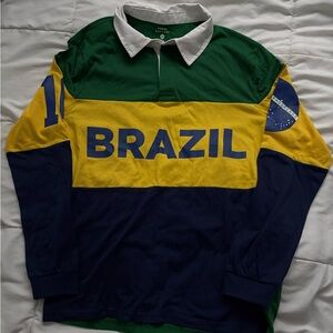 Urban Heritage Green and White Rugby-Style Polo